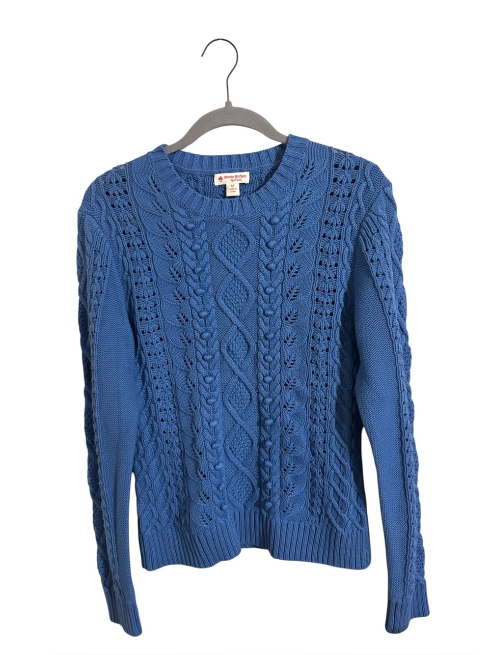 Brooks Brothers Blue Cable Knit Pullover Sweater Medium